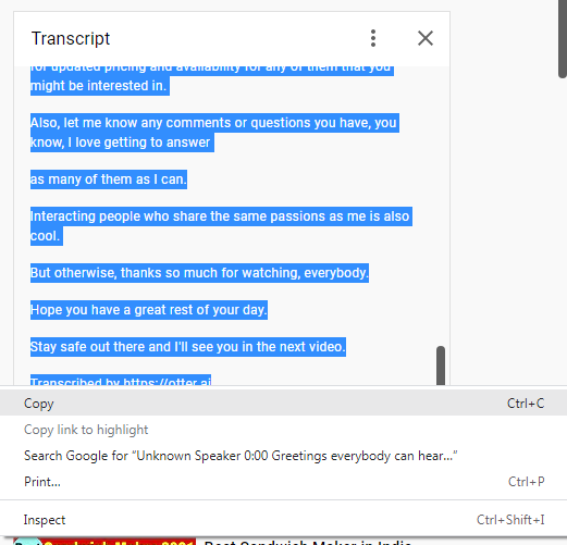 how to see transcript on youtube mobile